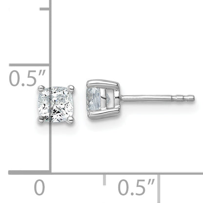 14K White Gold 1 Ctw Lab Grown Diamond Vs+ F+ Cushion 4 Prong Heavy Wt. Stud Earrings