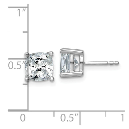 14K White Gold 4 Ctw Lab Grown Diamond Vs+ F+ Cushion Prong Heavy Wt. Stud Earrings