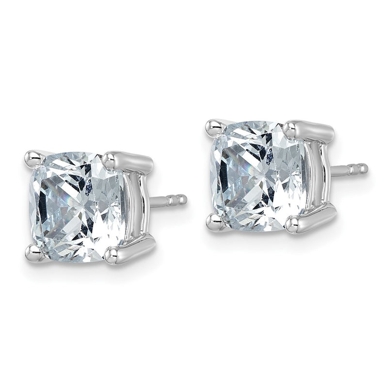 14K White Gold 6 Ctw Lab Grown Diamond Vs+ F+ Cushion 4 Prong Heavy Wt. Stud Earrings