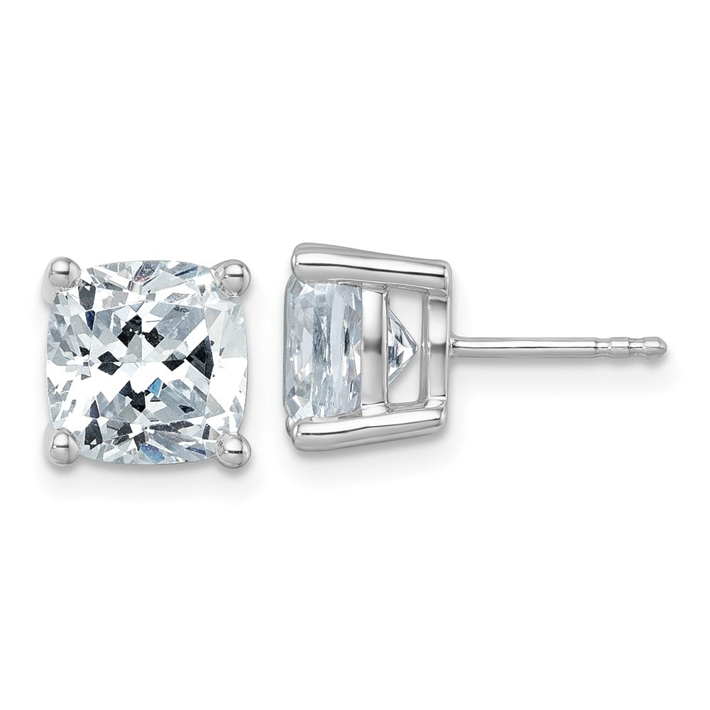 14K White Gold 6 Ctw Lab Grown Diamond Vs+ F+ Cushion 4 Prong Heavy Wt. Stud Earrings