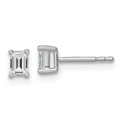 14K White Gold 1/2 Ctw Lab Grown Diamond Vs+ F+ Emerald 4 Prong Heavy Wt. Stud Earrings