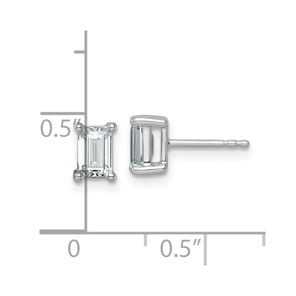 14K White Gold 1 1/2 Ctw Lab Grown Diamond Vs+ F+ Emerald 4 Prong Heavy Wt. Stud Earrings