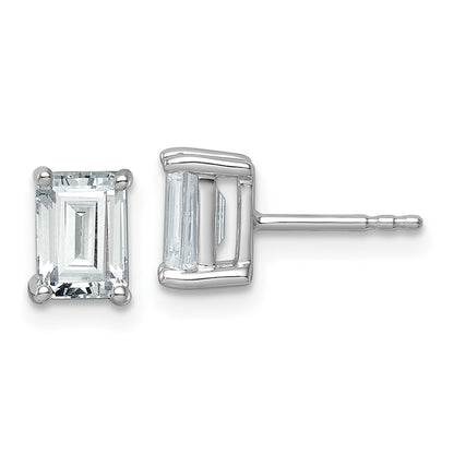 14K White Gold 2 Ctw Lab Grown Diamond Vs+ F+ Emerald 4 Prong Heavy Wt. Stud Earrings