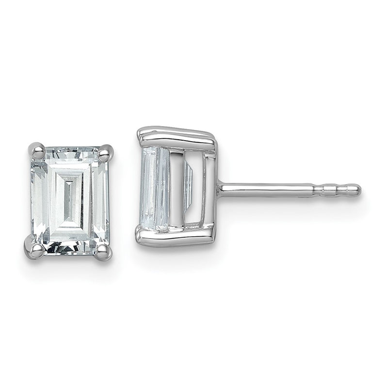 14K White Gold 2 Ctw Lab Grown Diamond Vs+ F+ Emerald 4 Prong Heavy Wt. Stud Earrings