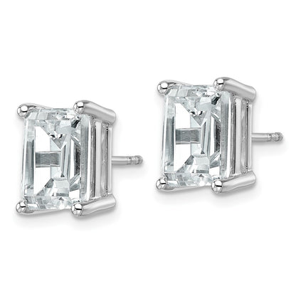 14K White Gold 6 Ctw Lab Grown Diamond Vs+ F+ Emerald 4 Prong Heavy Wt. Stud Earrings