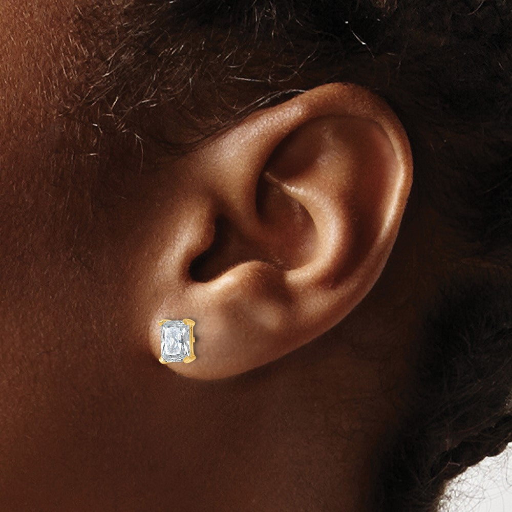14K Yellow Gold 1 1/2 Ctw Lab Grown Diamond Vs+ F+ Radiant 4 Prong Heavy Wt. Stud Earrings