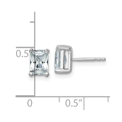14K White Gold 2 Ctw Lab Grown Diamond Vs+ F+ Radiant 4 Prong Heavy Wt. Stud Earrings