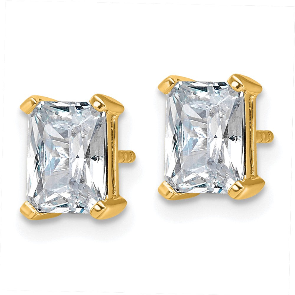 14K Yellow Gold 3 Ctw Lab Grown Diamond Vs+ F+ Radiant 4 Prong Heavy Wt. Stud Earrings