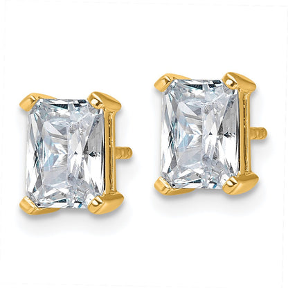 14K Yellow Gold 3 Ctw Lab Grown Diamond Vs+ F+ Radiant 4 Prong Heavy Wt. Stud Earrings