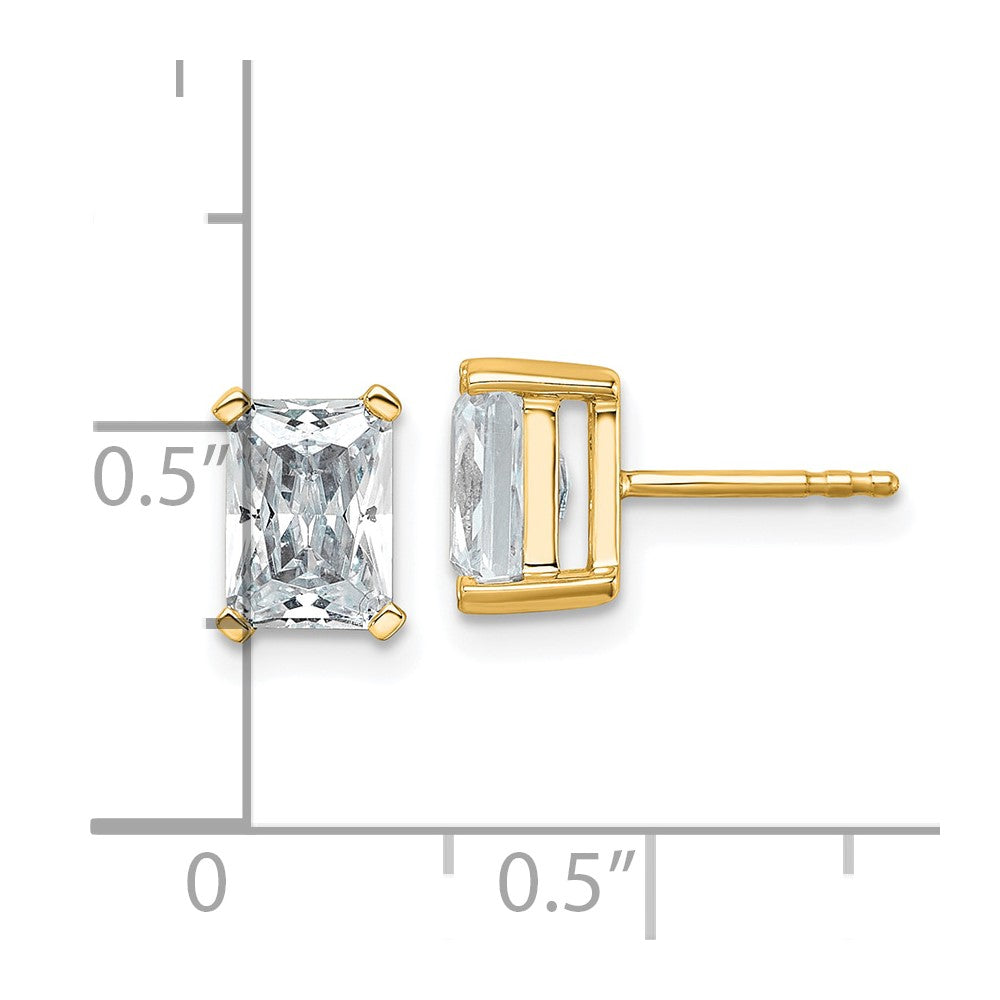 14K Yellow Gold 3 Ctw Lab Grown Diamond Vs+ F+ Radiant 4 Prong Heavy Wt. Stud Earrings