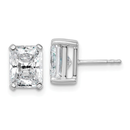 14K White Gold 4 Ctw Lab Grown Diamond Vs+ F+ Radiant Prong Heavy Wt. Stud Earrings