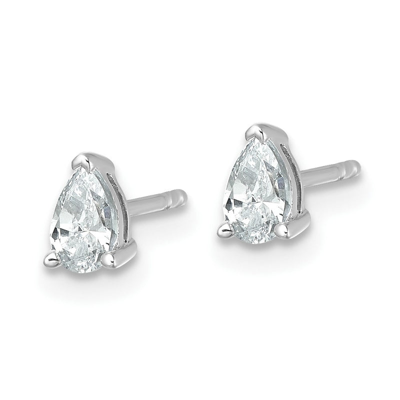 14K White Gold 1/2 Ctw Lab Grown Diamond Vs+ F+ Pear 4 Prong Heavy Wt. Stud Earrings