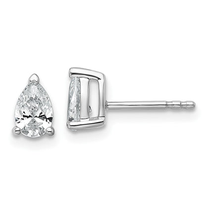 14K White Gold 3/4 Ctw Lab Grown Diamond Vs+ F+ Pear 4 Prong Heavy Wt. Stud Earrings