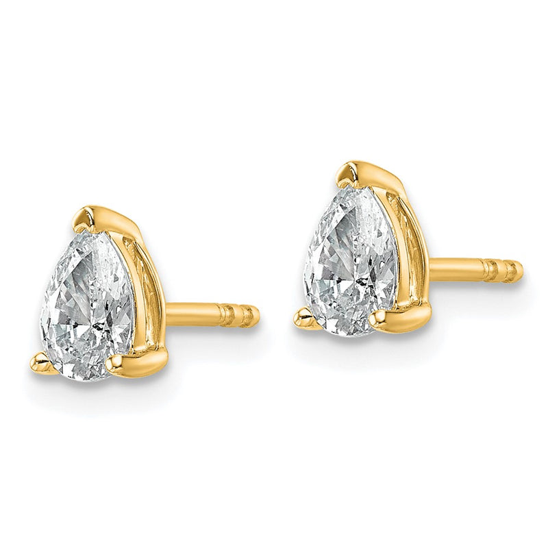 14K Yellow Gold 3/4 Ctw Lab Grown Diamond Vs+ F+ Pear 4 Prong Heavy Wt. Stud Earrings