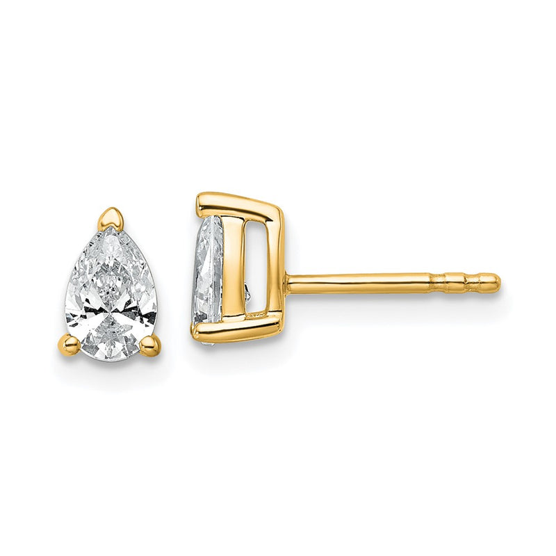 14K Yellow Gold 3/4 Ctw Lab Grown Diamond Vs+ F+ Pear 4 Prong Heavy Wt. Stud Earrings