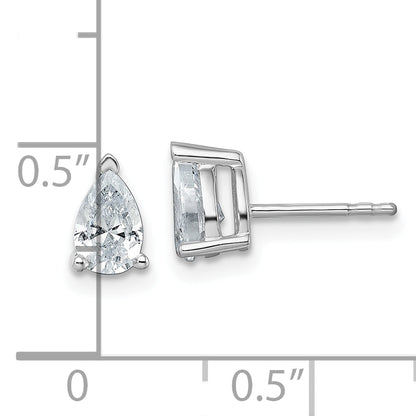 14K White Gold 1 Ctw Lab Grown Diamond Vs+ F+ Pear 4 Prong Heavy Wt. Stud Earrings
