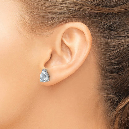 14K White Gold 4 Ctw Lab Grown Diamond Vs+ F+ Pear Prong Heavy Wt. Stud Earrings