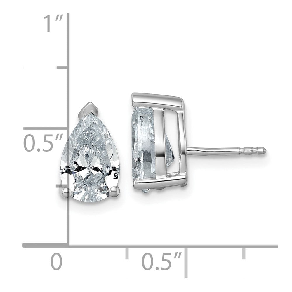 14K White Gold 4 Ctw Lab Grown Diamond Vs+ F+ Pear Prong Heavy Wt. Stud Earrings