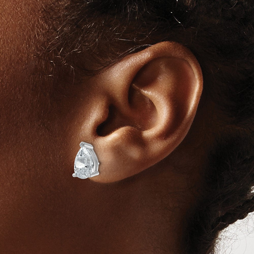 14K White Gold 5 Ctw Lab Grown Diamond Vs+ F+ Pear 4 Prong Heavy Wt. Stud Earrings