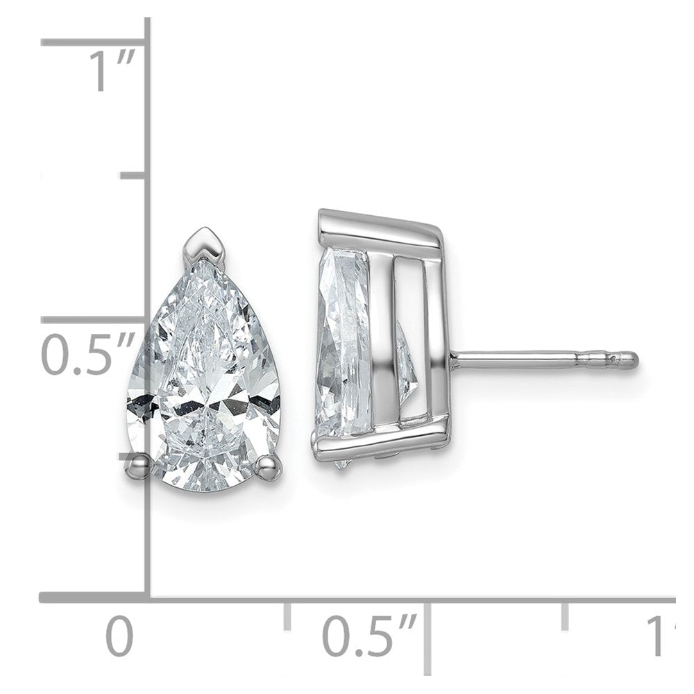14K White Gold 5 Ctw Lab Grown Diamond Vs+ F+ Pear 4 Prong Heavy Wt. Stud Earrings