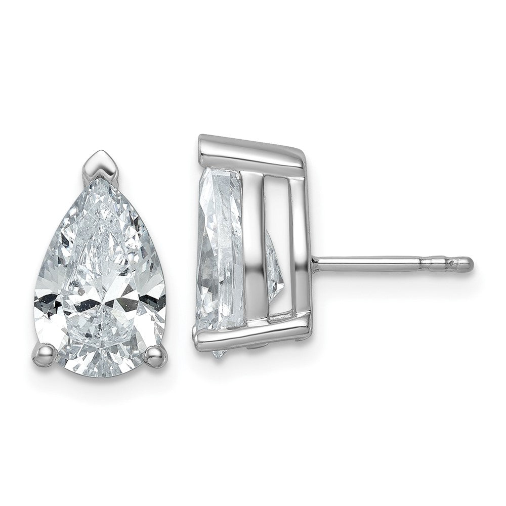 14K White Gold 5 Ctw Lab Grown Diamond Vs+ F+ Pear 4 Prong Heavy Wt. Stud Earrings
