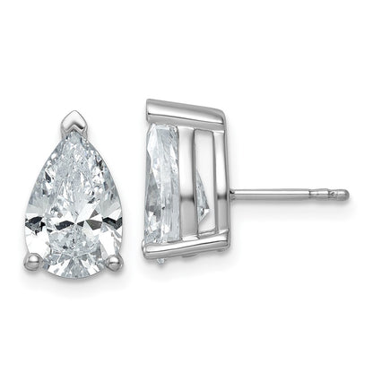 14K White Gold 5 Ctw Lab Grown Diamond Vs+ F+ Pear 4 Prong Heavy Wt. Stud Earrings