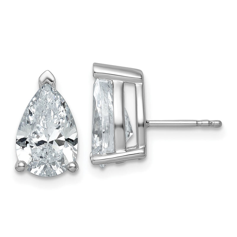 14K White Gold 5 Ctw Lab Grown Diamond Vs+ F+ Pear 4 Prong Heavy Wt. Stud Earrings