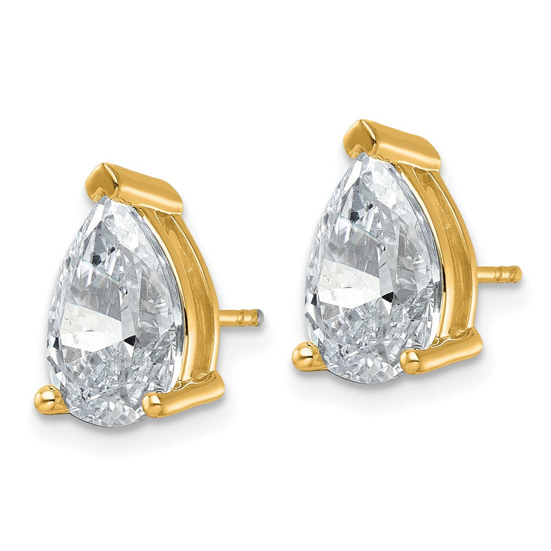 14K Yellow Gold 5 Ctw Lab Grown Diamond Vs+ F+ Pear 4 Prong Heavy Wt. Stud Earrings