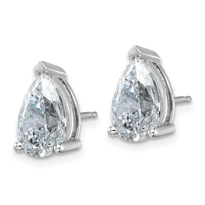 14K White Gold 6 Ctw Lab Grown Diamond Vs+ F+ Pear 4 Prong Heavy Wt. Stud Earrings