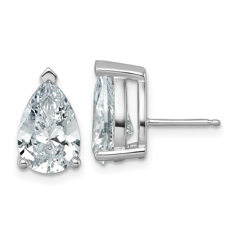 14K White Gold 6 Ctw Lab Grown Diamond Vs+ F+ Pear 4 Prong Heavy Wt. Stud Earrings