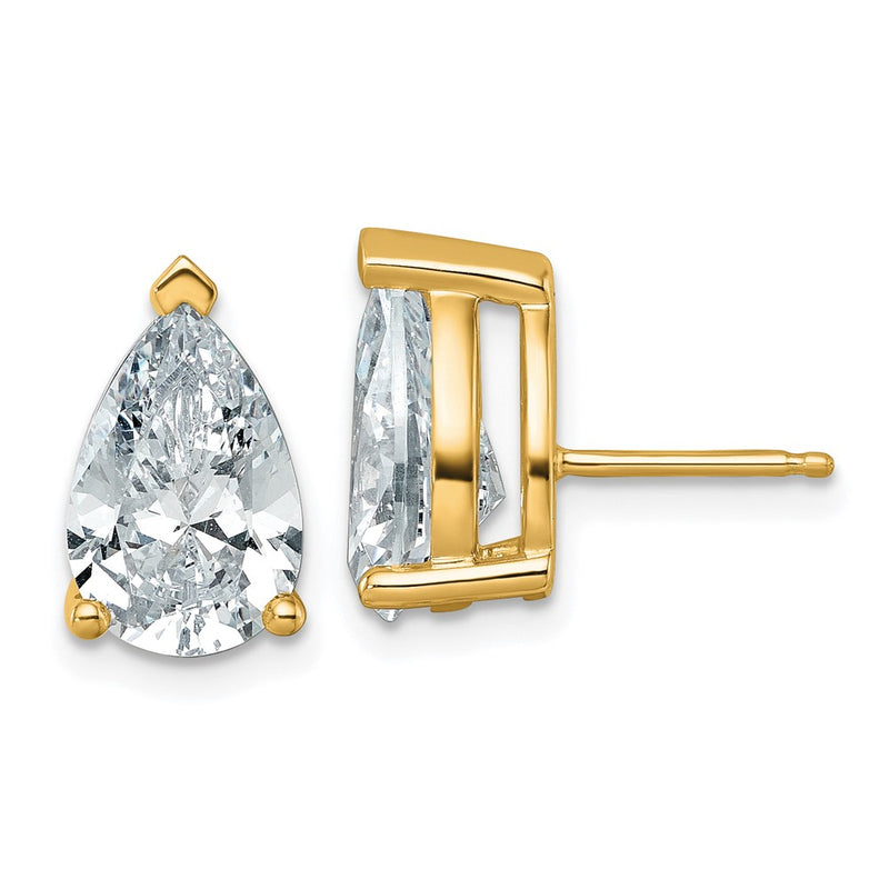 14K Yellow Gold 6 Ctw Lab Grown Diamond Vs+ F+ Pear 4 Prong Heavy Wt. Stud Earrings