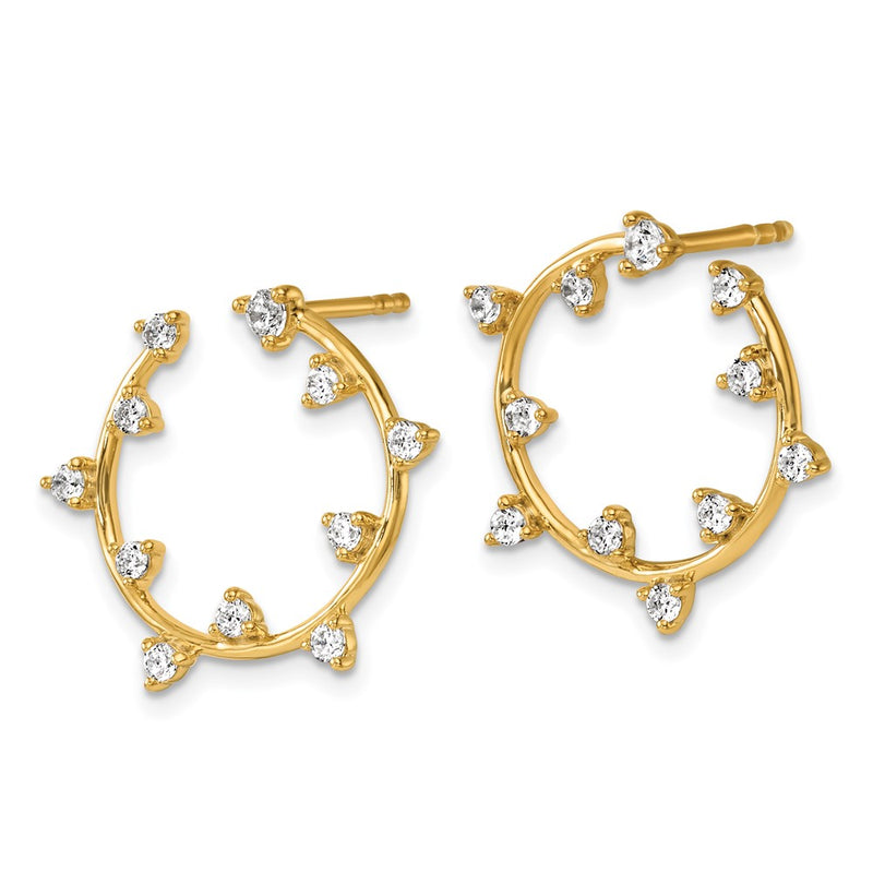 14K Yellow Gold True Origin 1/2 Carat Lab Grown Diamond Vs Def Circular Post Earrings