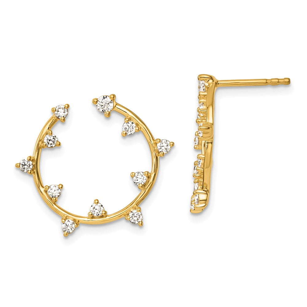 14K Yellow Gold True Origin 1/2 Carat Lab Grown Diamond Vs Def Circular Post Earrings