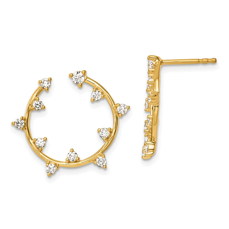 14K Yellow Gold True Origin 1/2 Carat Lab Grown Diamond Vs Def Circular Post Earrings