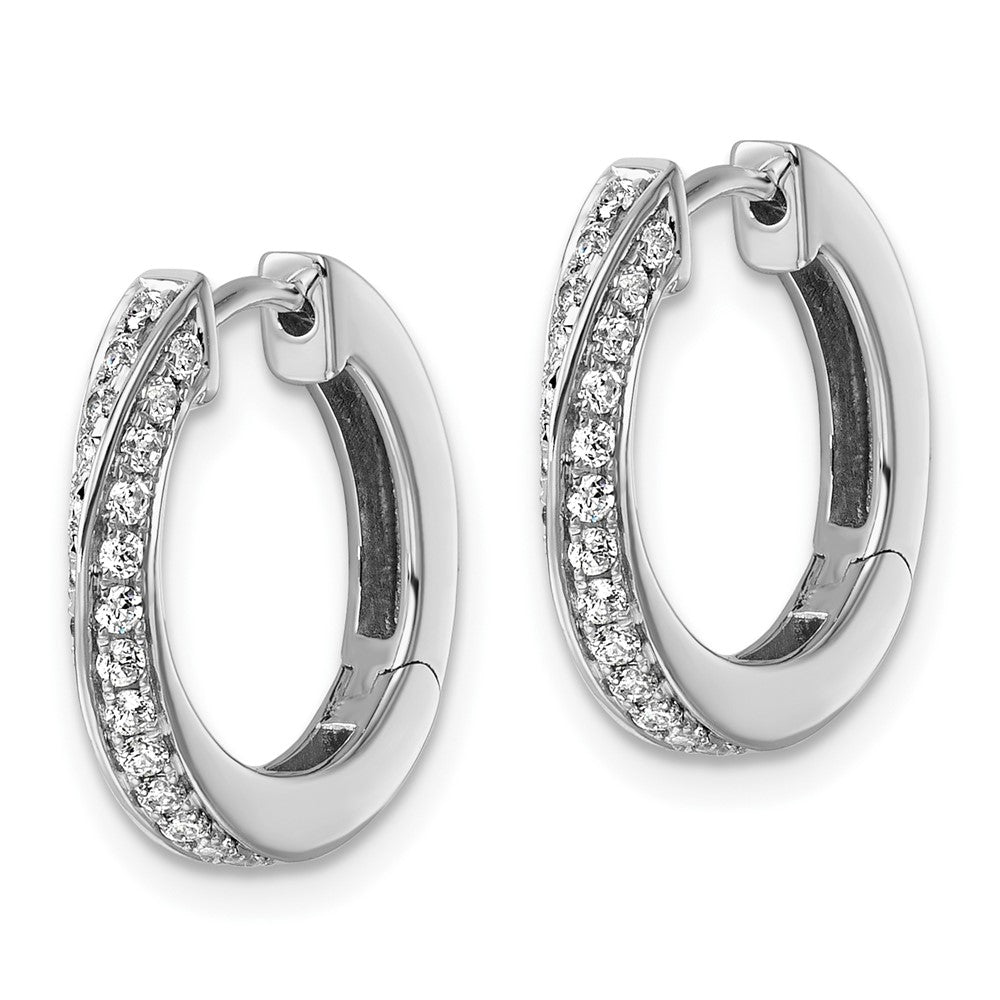 14K White Gold True Origin 5/8 Carat Lab Grown Diamond Vs Def Twisted Hinged Hoop Earrings