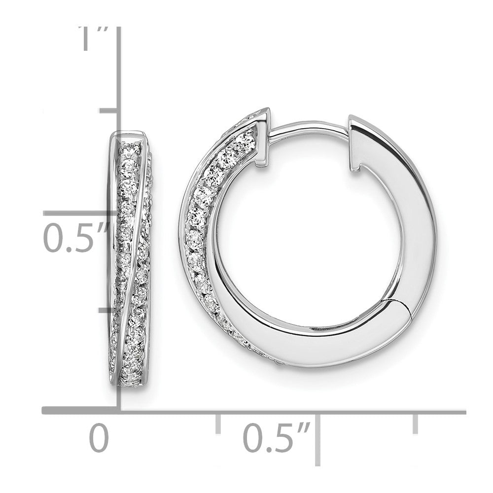 14K White Gold True Origin 5/8 Carat Lab Grown Diamond Vs Def Twisted Hinged Hoop Earrings