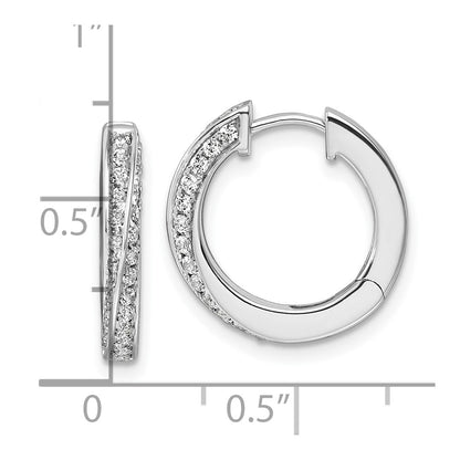 14K White Gold True Origin 5/8 Carat Lab Grown Diamond Vs Def Twisted Hinged Hoop Earrings