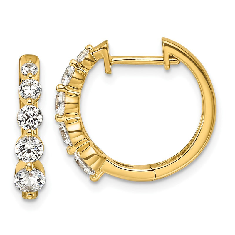 14K Yellow Gold True Origin 1 Carat Lab Grown Diamond Vs Def Hinged Hoops