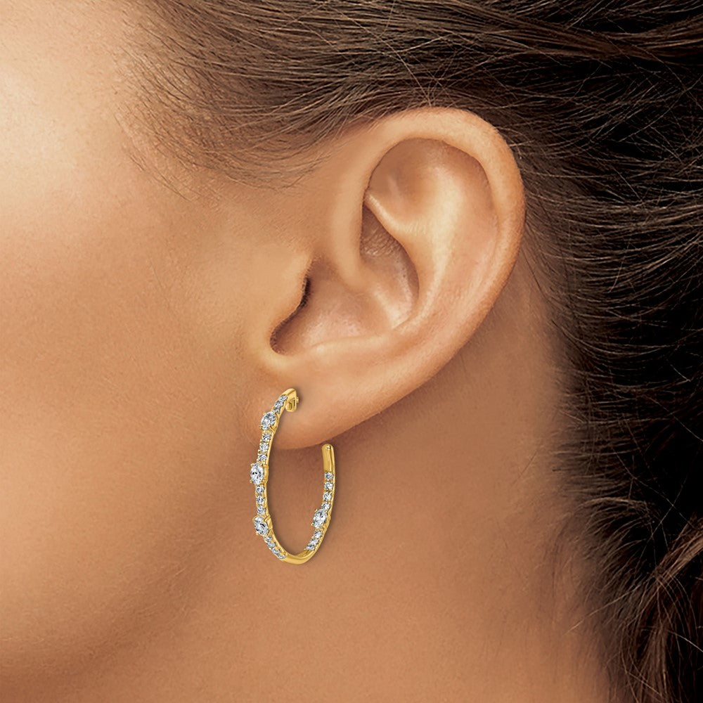14K Yellow Gold True Origin 3/4 Carat Lab Grown Diamond Vs Def J Hoop Earrings