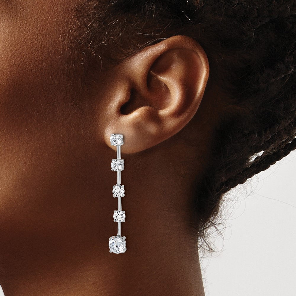 14K White Gold True Origin Round 5 Carat Lab Grown Diamond Vs Def Post Dangle Earrings