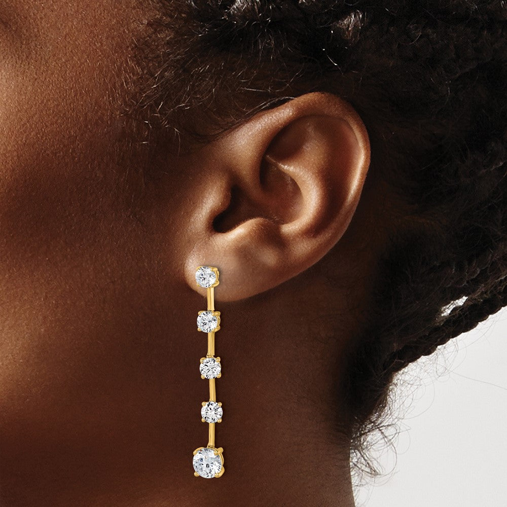 14K Yellow Gold True Origin Round 5 Carat Lab Grown Diamond Vs Def Post Dangle Earrings