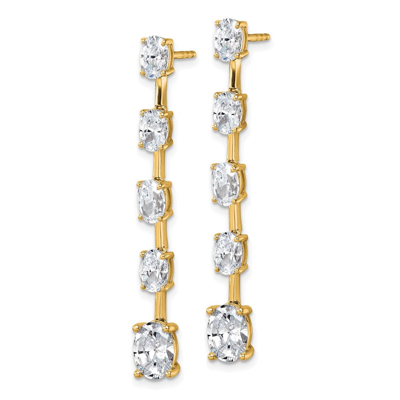 14K Yellow Gold True Origin Oval 5 Carat Lab Grown Diamond Vs Def Post Dangle Earrings