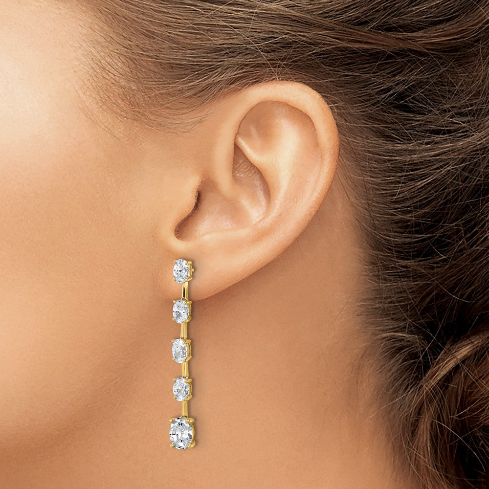 14K Yellow Gold True Origin Oval 5 Carat Lab Grown Diamond Vs Def Post Dangle Earrings