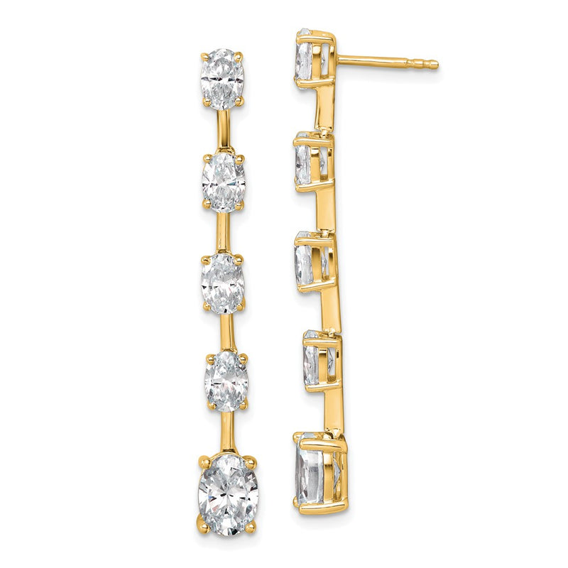 14K Yellow Gold True Origin Oval 5 Carat Lab Grown Diamond Vs Def Post Dangle Earrings