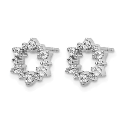 14k White Gold Real Diamond Fancy Sunburst Earrings