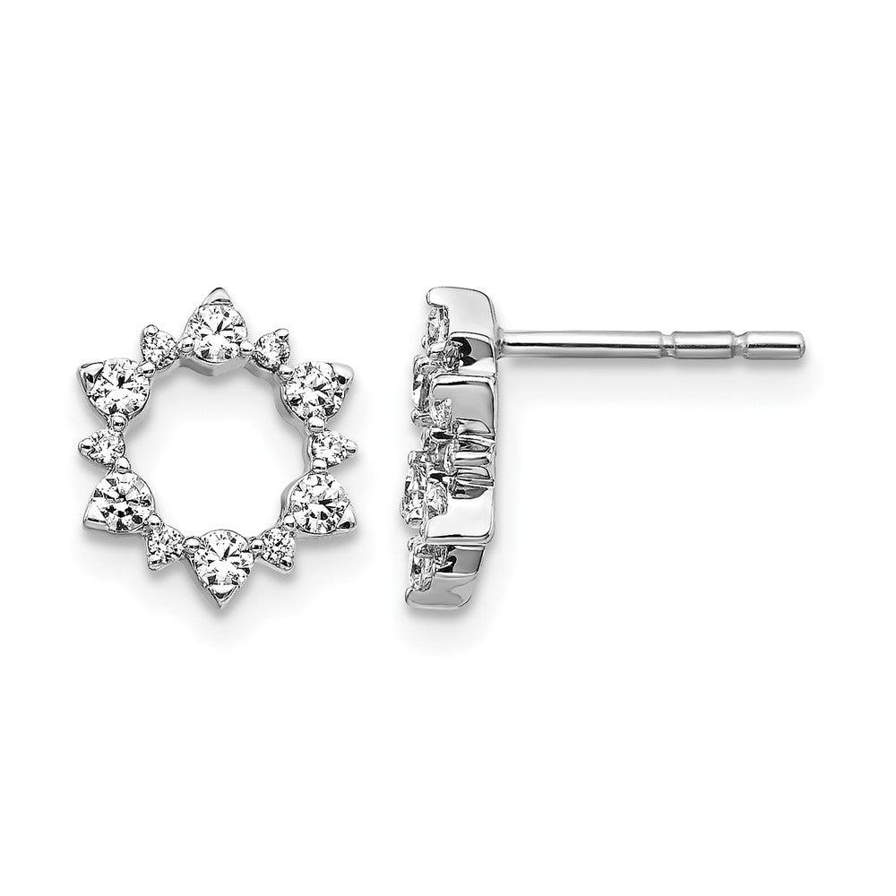 14k White Gold Real Diamond Fancy Sunburst Earrings