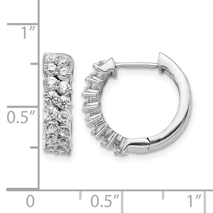 14k White Gold Real Diamond Hinged Hoop Earrings