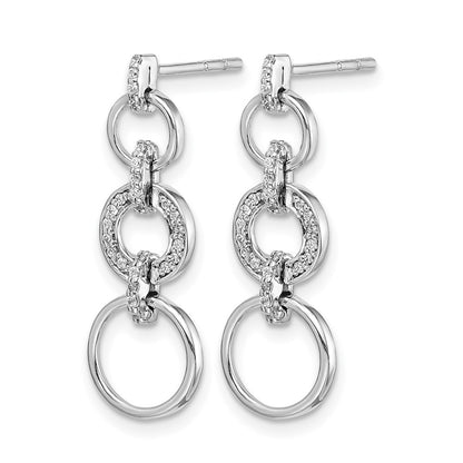 14k White Gold Real Diamond Fancy Dangle Earrings