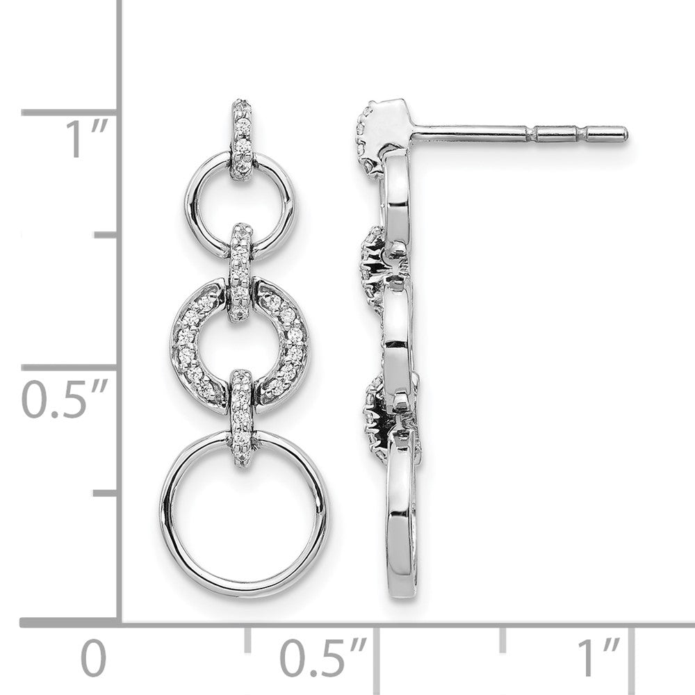14k White Gold Real Diamond Fancy Dangle Earrings