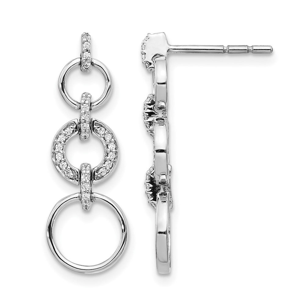 14k White Gold Real Diamond Fancy Dangle Earrings